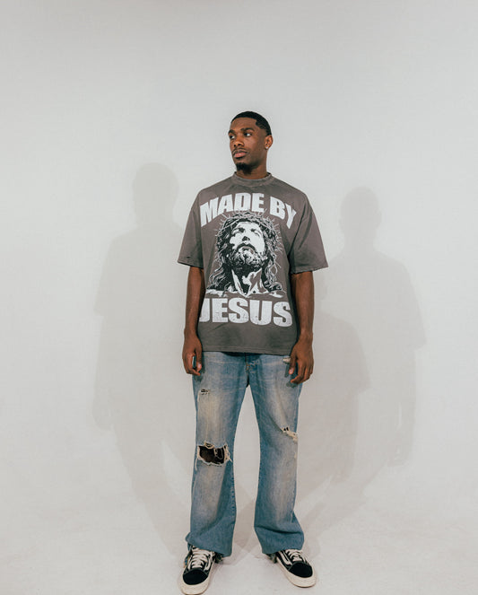 GREY MADE BY JESUS T-SHIRT