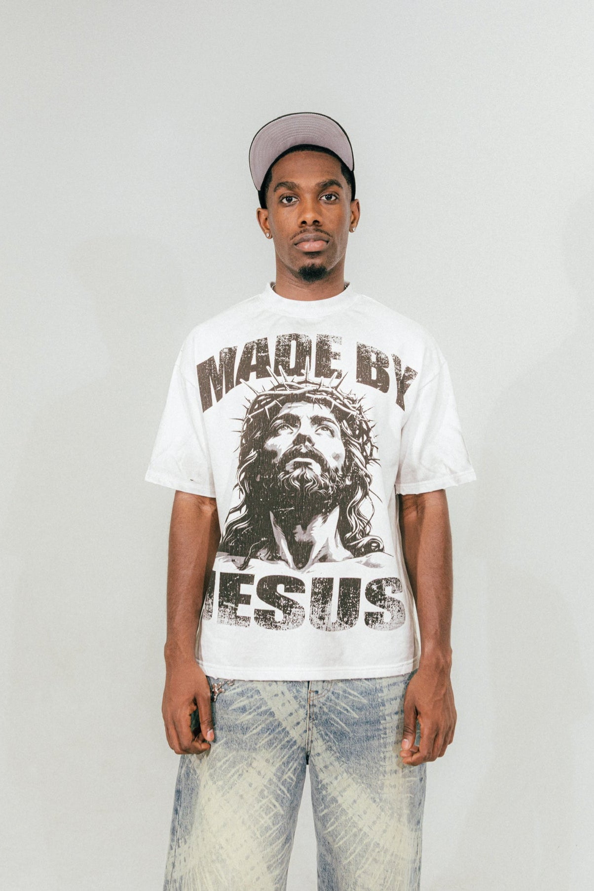 WHITE MADE BY JESUS T-SHIRT