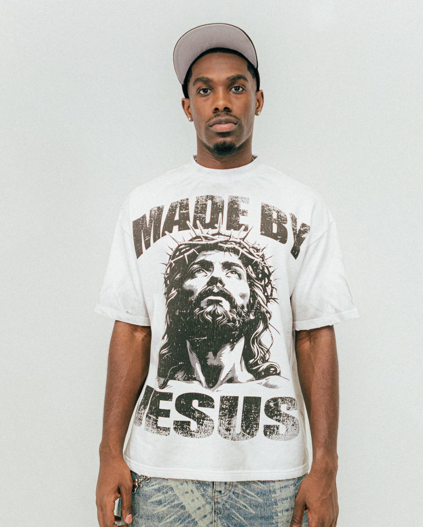 WHITE MADE BY JESUS T-SHIRT