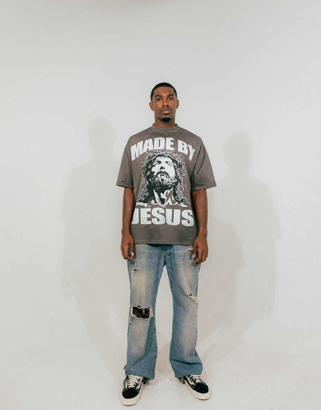 GREY MADE BY JESUS T-SHIRT